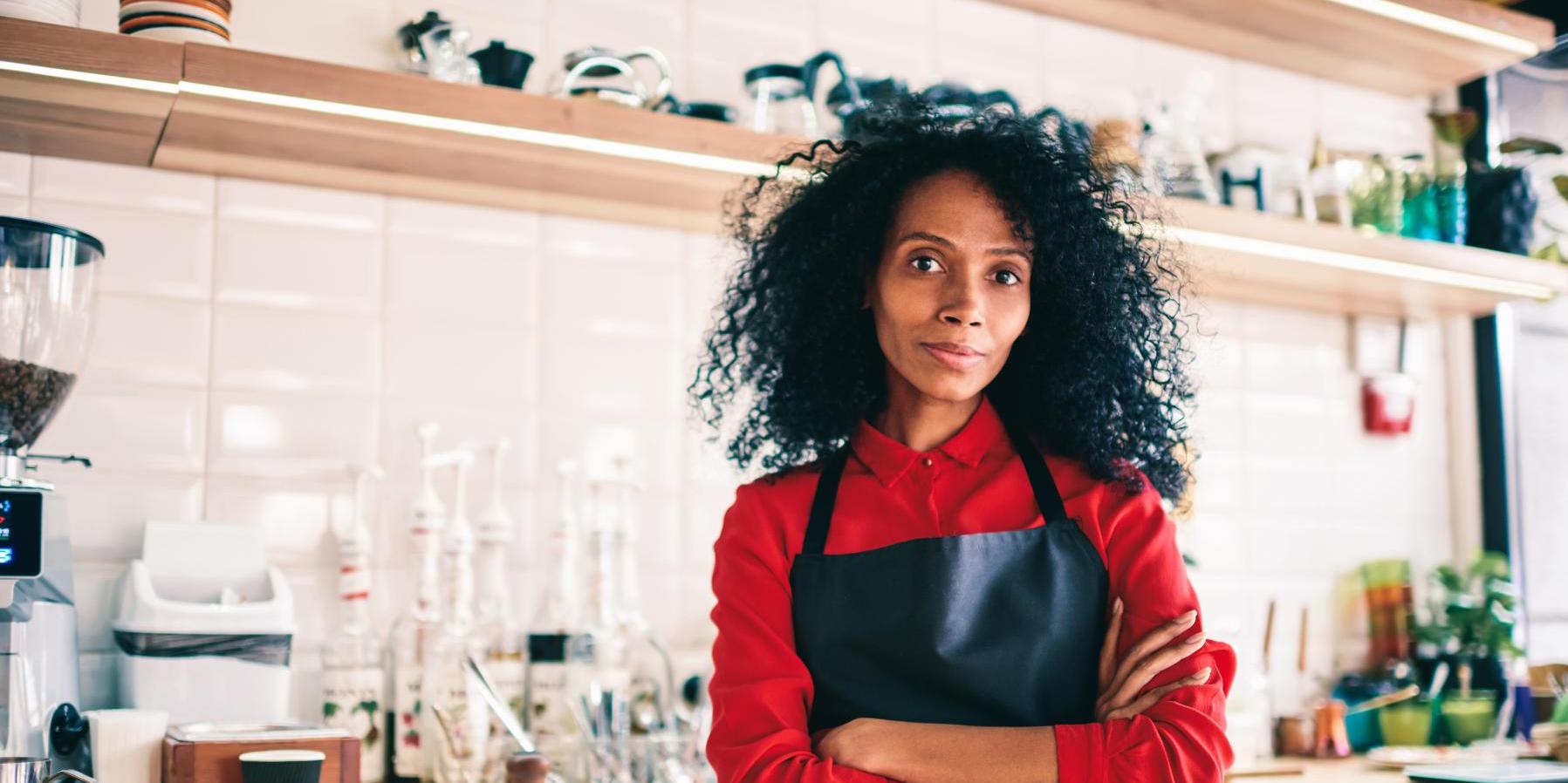 Minority Woman in Commercial Kitchen
